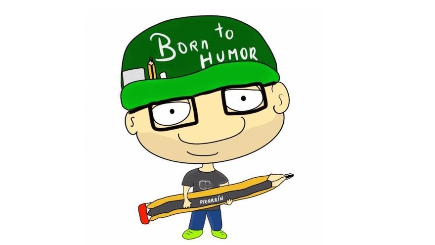 Personaje de Pizarrín con gorra verde, gafas y un gran lápiz.